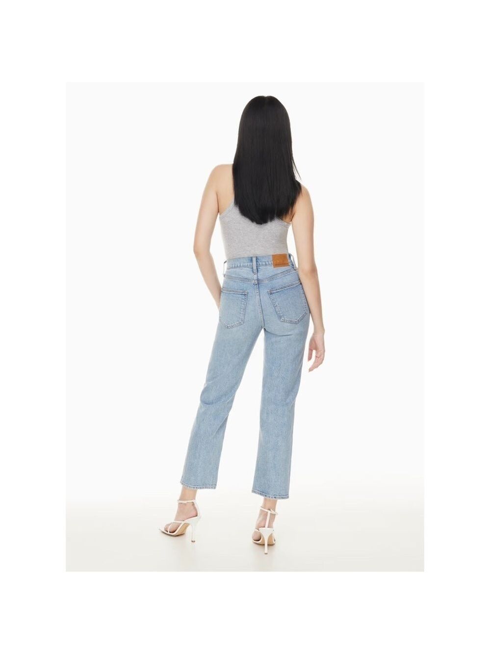 650. Denim Forum - The Arlo High Rise Straight. Full length.